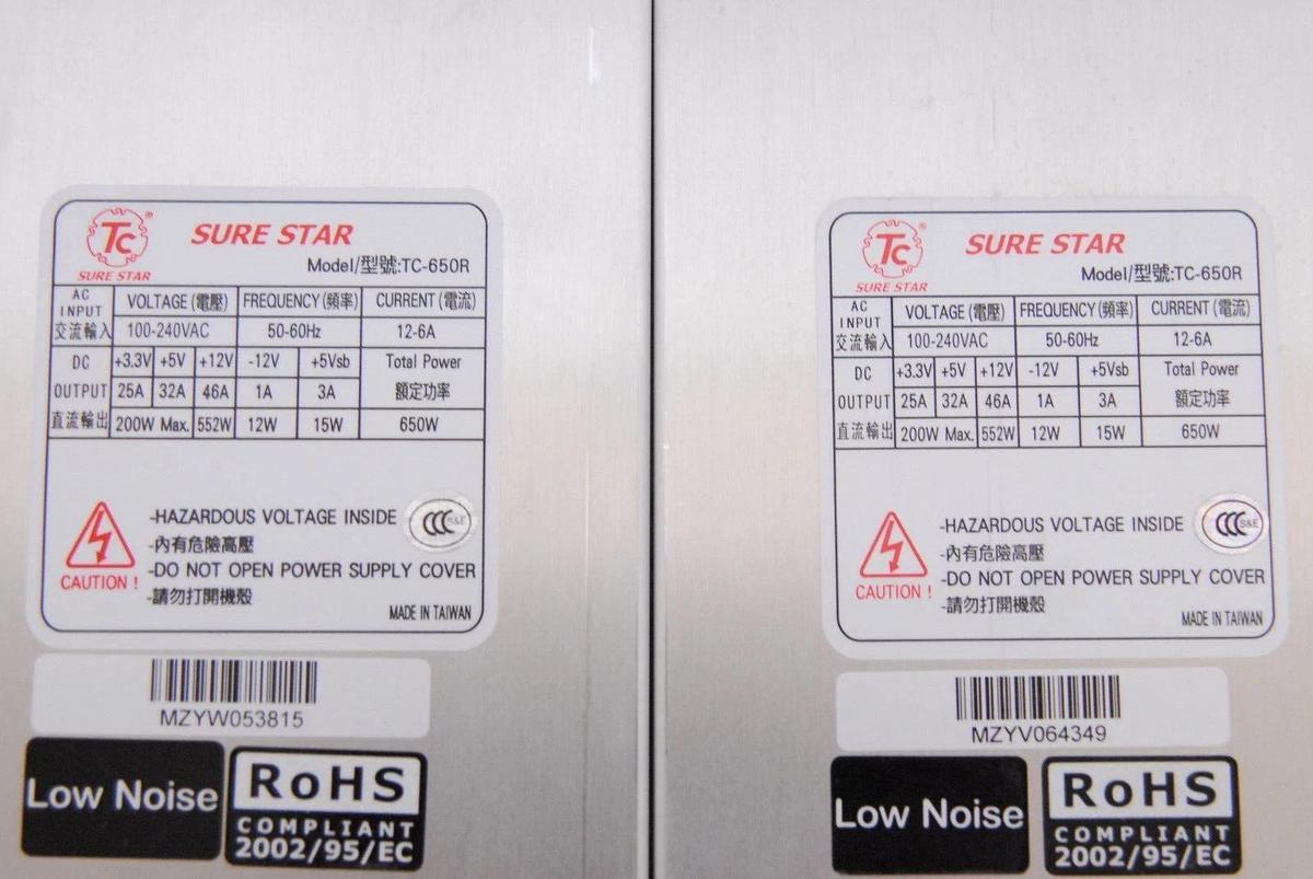 Used Sure Star TC-650RVN2 Redundant Power Supply 2U 650W (includes pair of TC-650Rs)