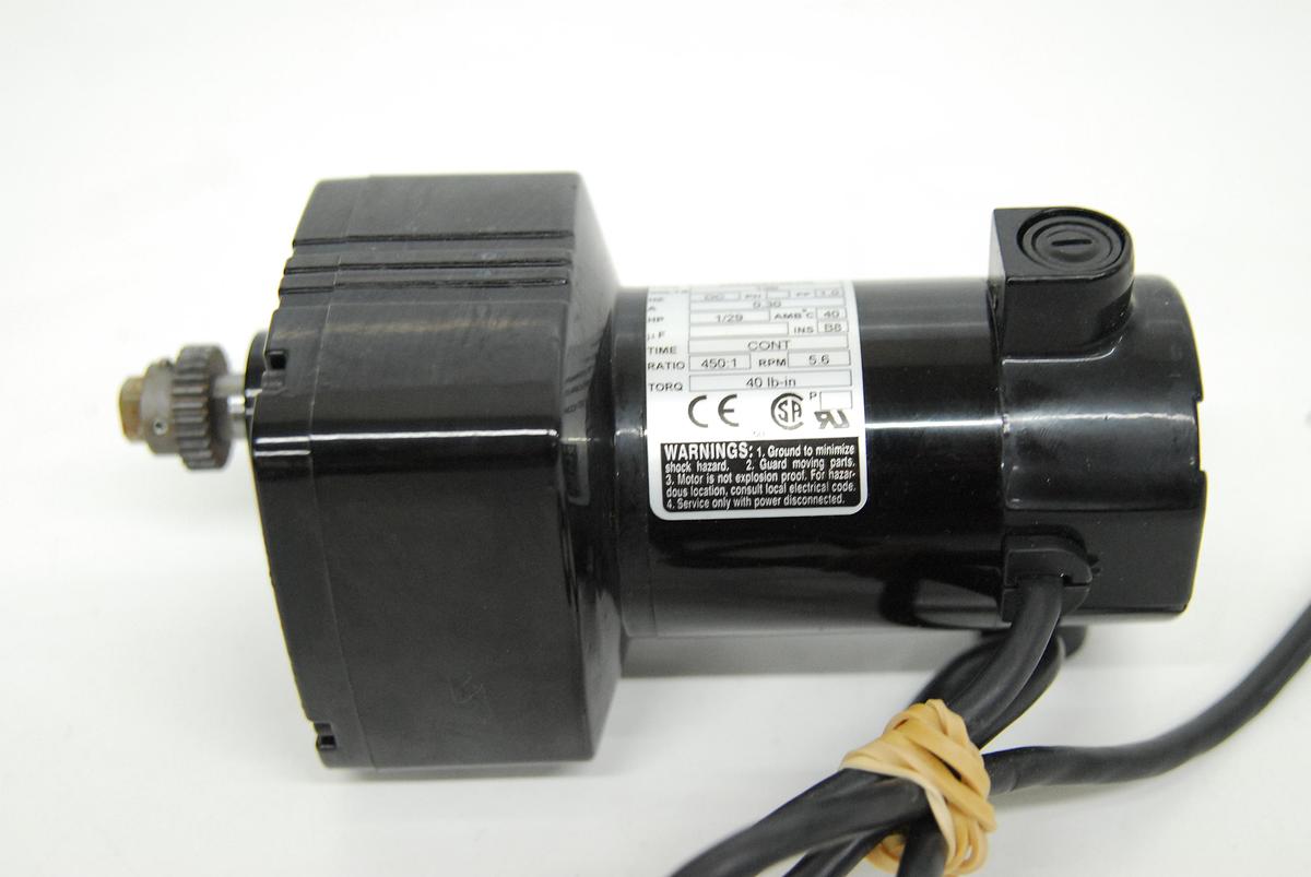 Used Bodine 0199 24A2BEPM-D5 1/29 HP 450:1 Parallel Shaft DC Gearmotor