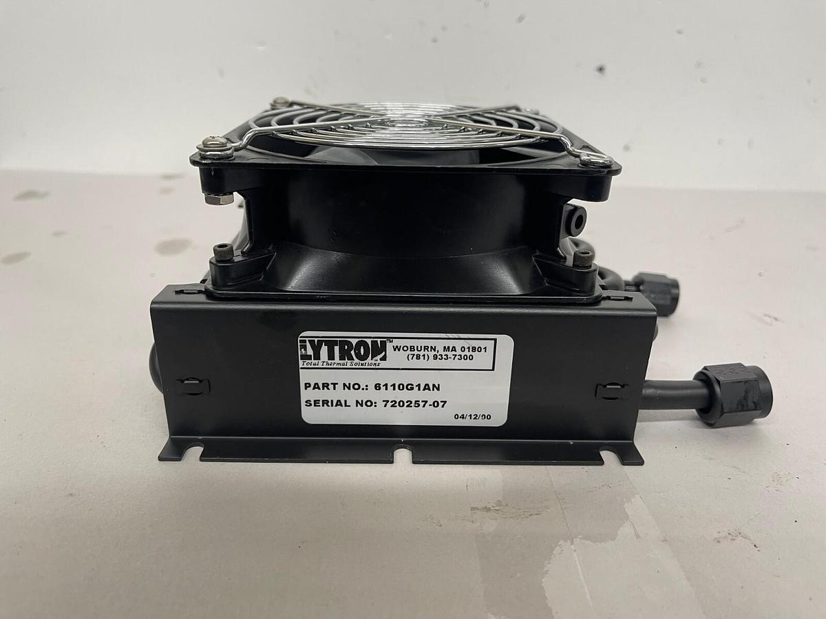 Used Lytron 6110G1AN - Single Fan 3/8" Copper Tube Heat Exchanger, 5" x 5"