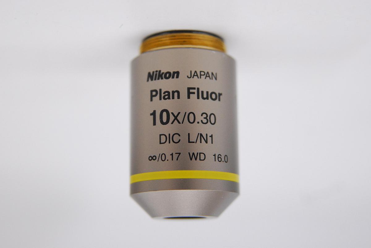 Used Nikon Plan Fluor 10x/0.30 DIC L/N1 ∞/0.17 WD 16.0 Microscope Objective