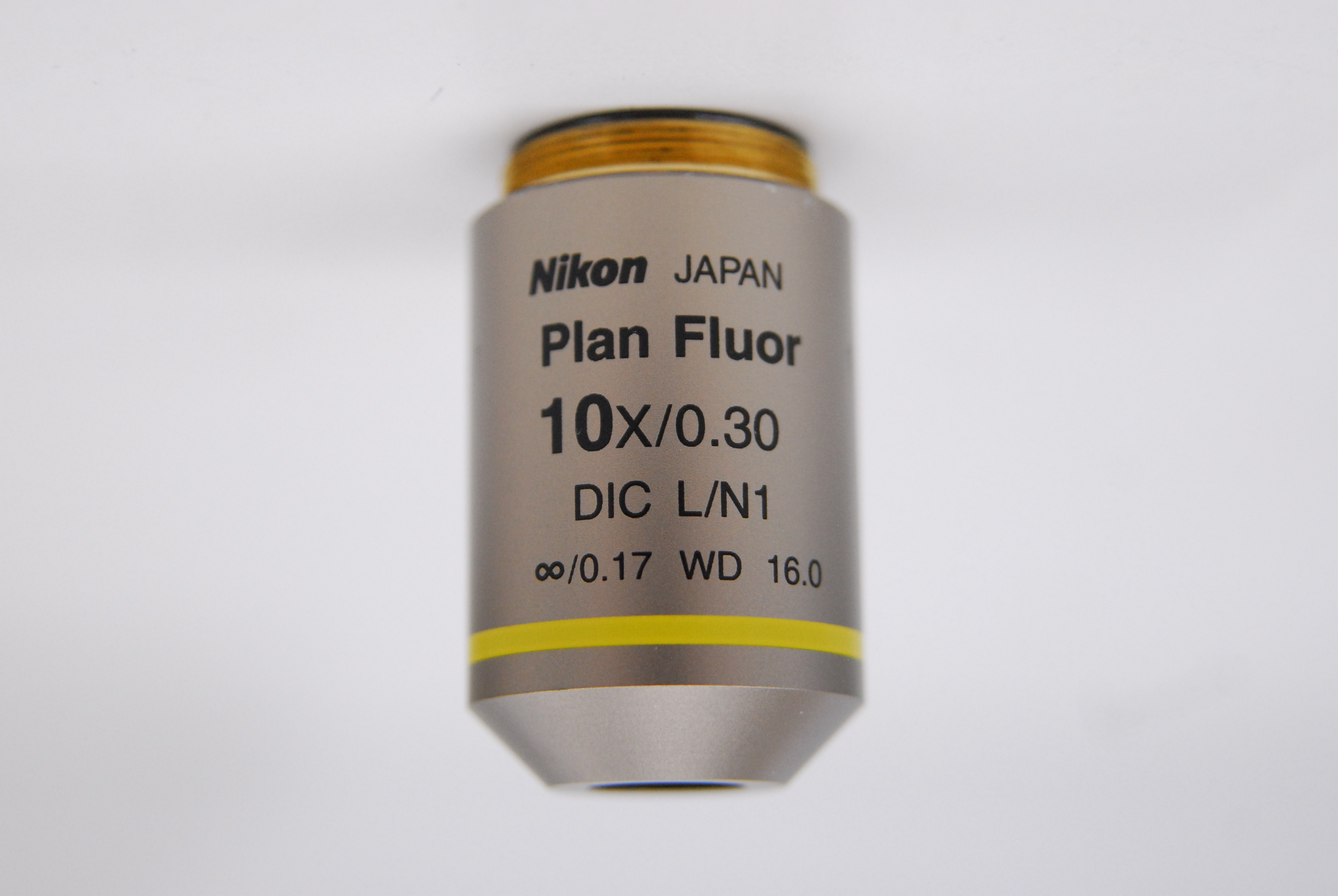 Used Nikon Plan Fluor 10x/0.30 DIC L/N1 ∞/0.17 WD 16.0 Microscope Objective