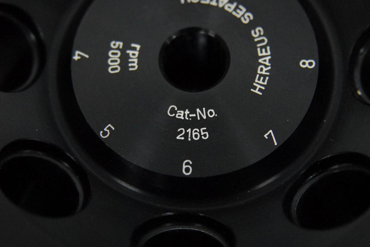 Used Heraeus Sepatech 2165 Fixed Angle 5000 RPM Centrifuge Rotor W/ Tubes