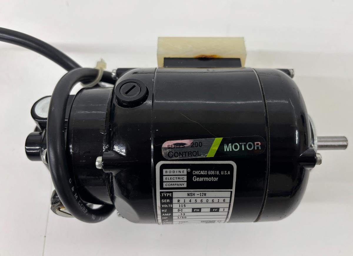 Used Bodine Electric DC Gear Motor NSH-12R 115V .33Amp 1/50HP 96RPM 4.8TQ Series 200