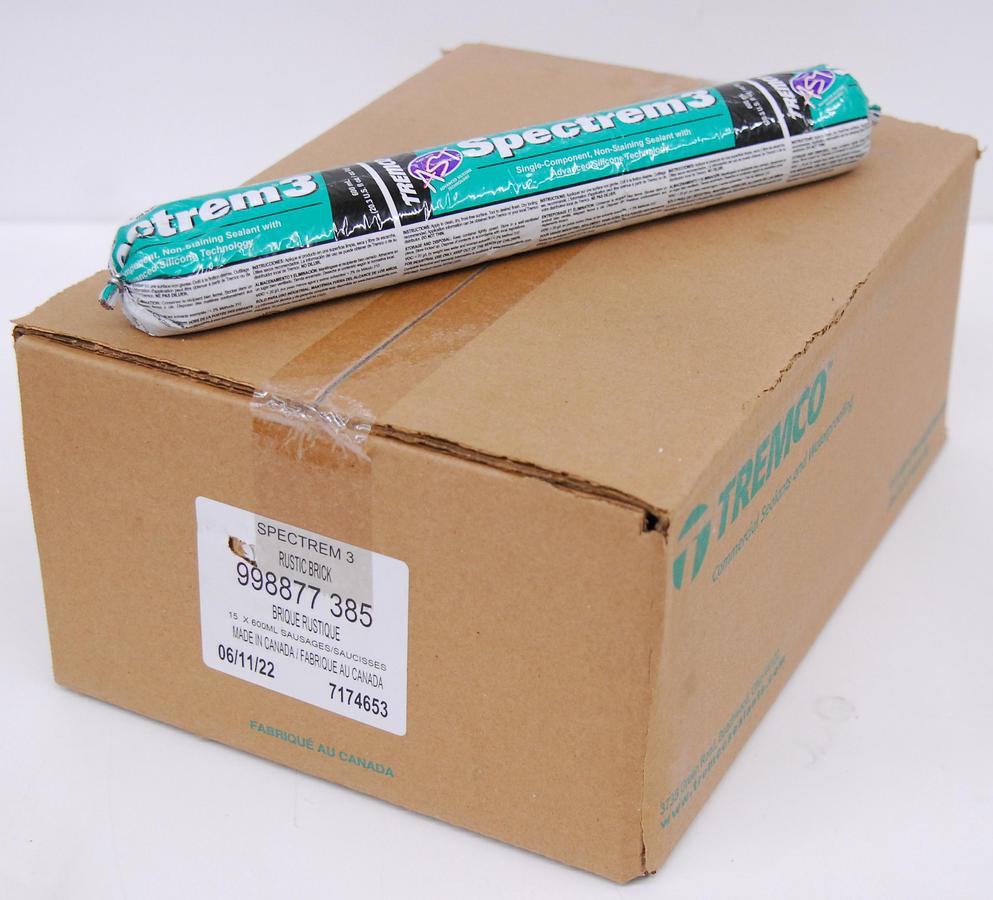 Used Tremco Spectrem 3 998877 385 Rustic Brick 15 x 600ml Sausages Silicone Sealant