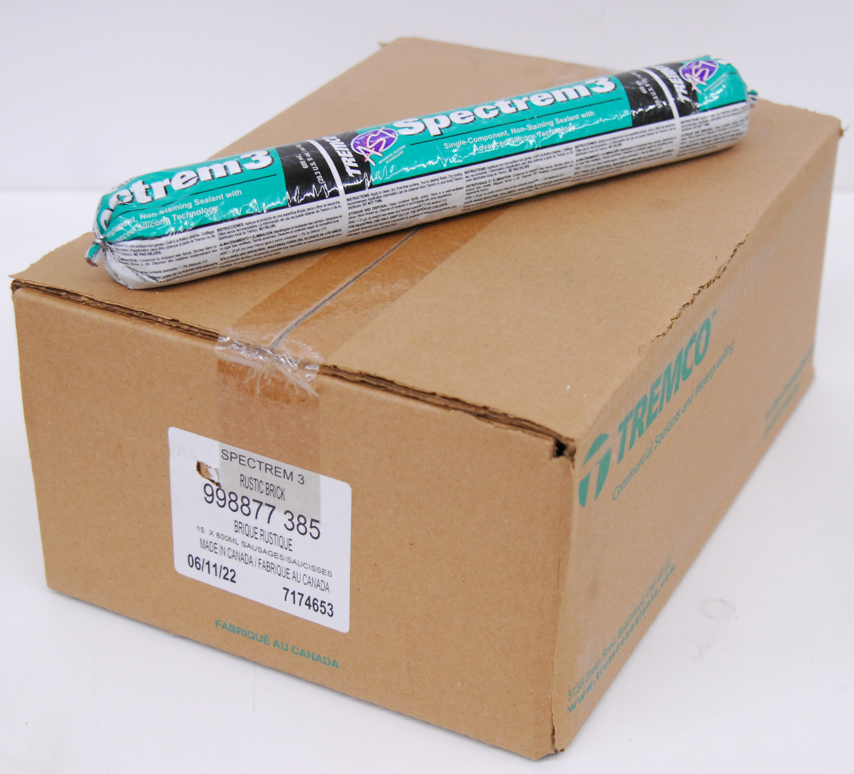 Used Tremco Spectrem 3 998877 385 Rustic Brick 15 x 600ml Sausages Silicone Sealant