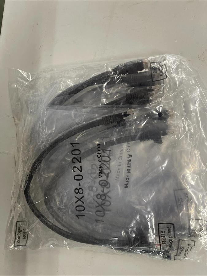 Used Lots of 10, 1ft Cat6 Black Copper Ethernet Patch Cables 10X8-02201