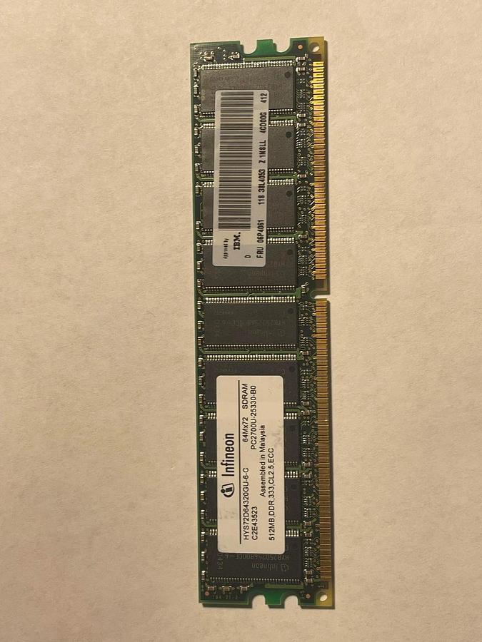Used Infineon HYS72D64320GU-6-C 512MB 184pin DDR333 2.5V ECC UDIMM CL2.5