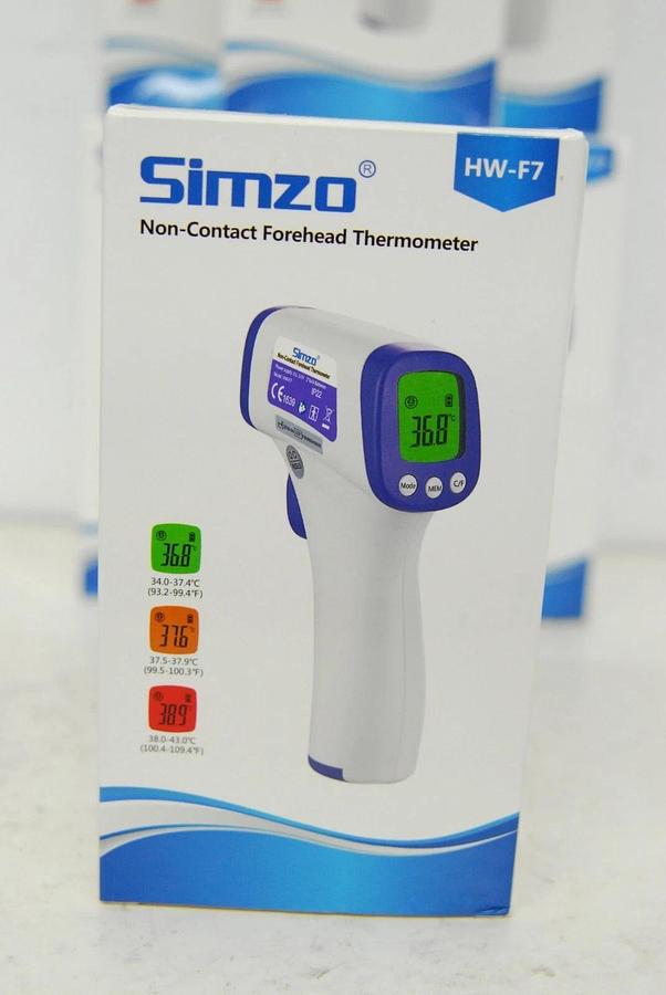 Used Simzo HW-F7 Non-Contact Forehead Thermometer San Jamar THDG986 - 3 Color Display