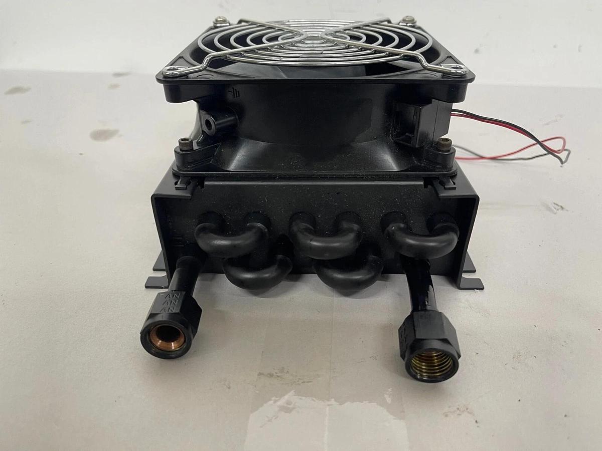 Used Lytron 6110G1AN - Single Fan 3/8" Copper Tube Heat Exchanger, 5" x 5"