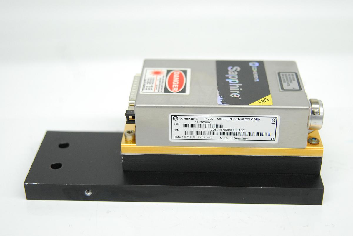 Used Coherent 1170380 Sapphire 561-20 CW CDRH Laser Head 561nm 20mW