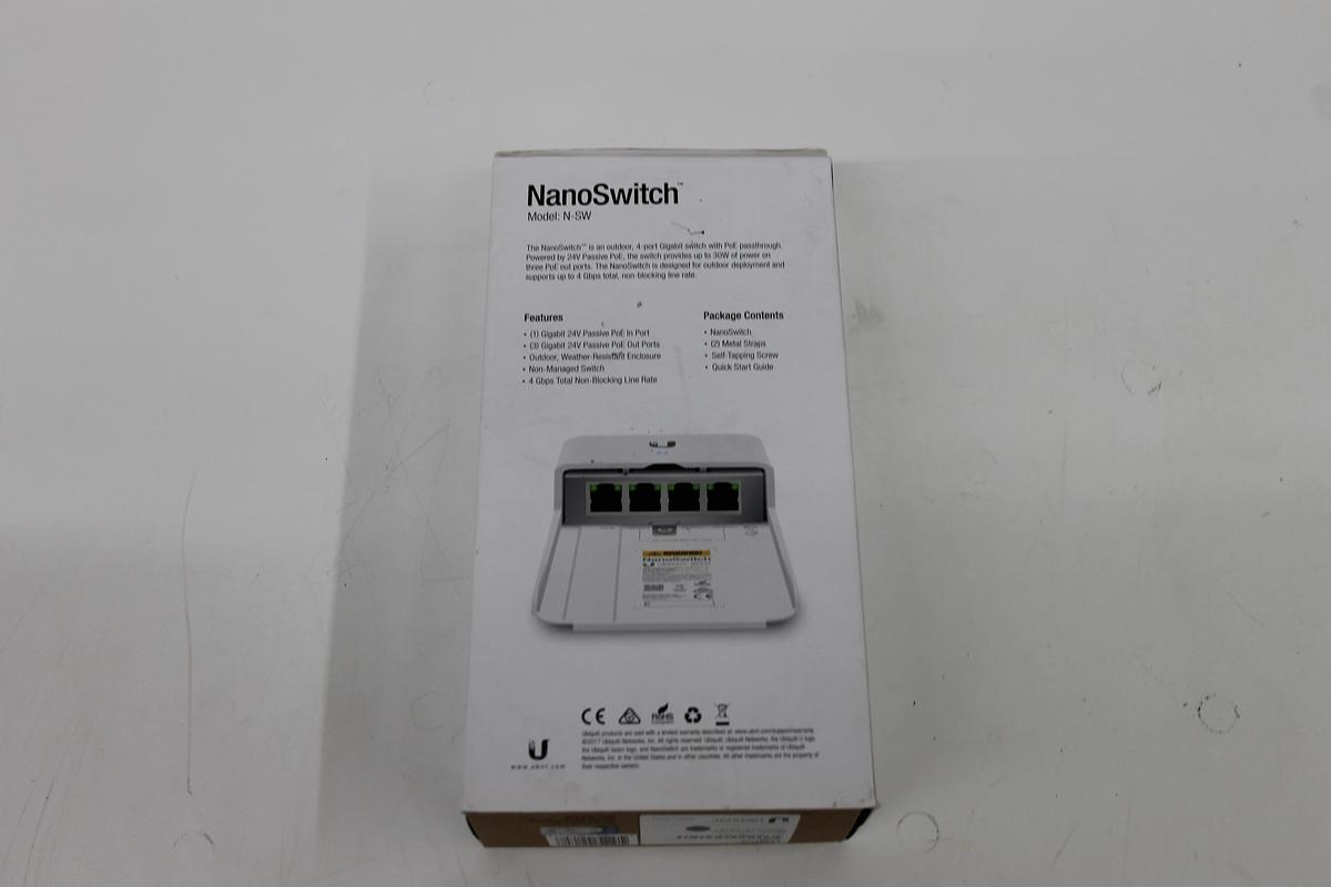 Used Ubiquiti NanoSwitch N-SW Outdoor 4 Port PoE Passthrough Switch