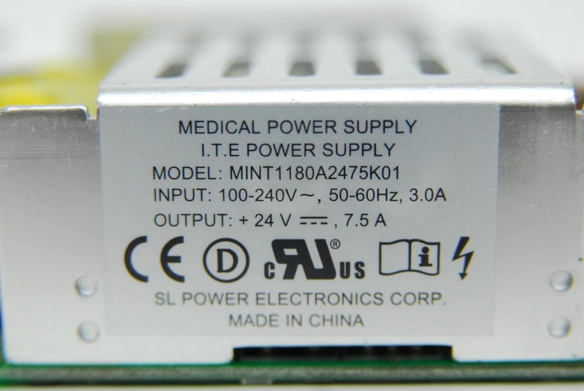 Used SL Power MINT1180A2475K01 +24V 7.5A - I. T. E Power Supply, Medical Power Supply
