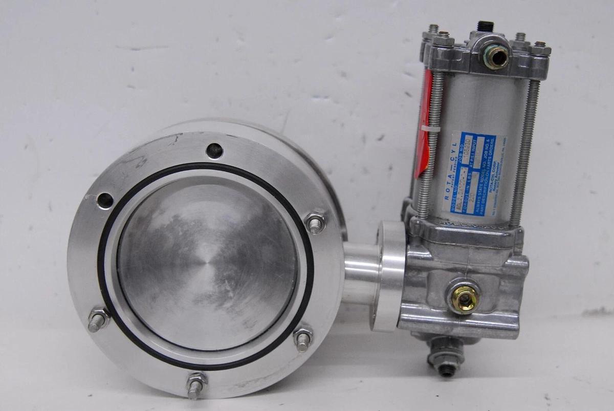Used Key QBV-40-P-AL Pneumatic Butterfly Valve W/ Rota-CYL ADL2.0X100-1-0 Actuator