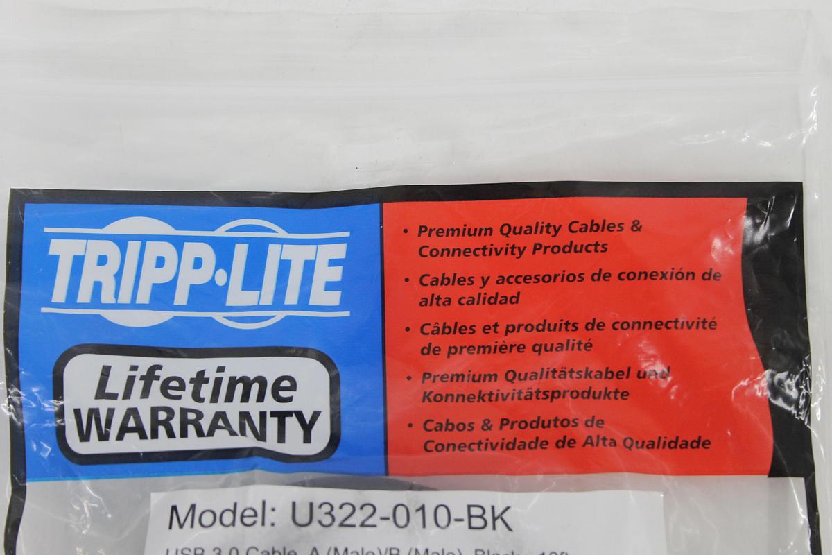Used TRIPP LITE U322-010-BK 10-Feet USB 3.0 A to B Cable, Black LOT OF 3