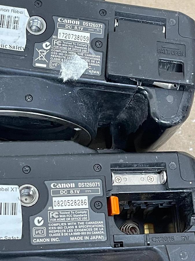 Used Canon EOS Digital Rebel XT DS126071 Camera Body -LOT of 2