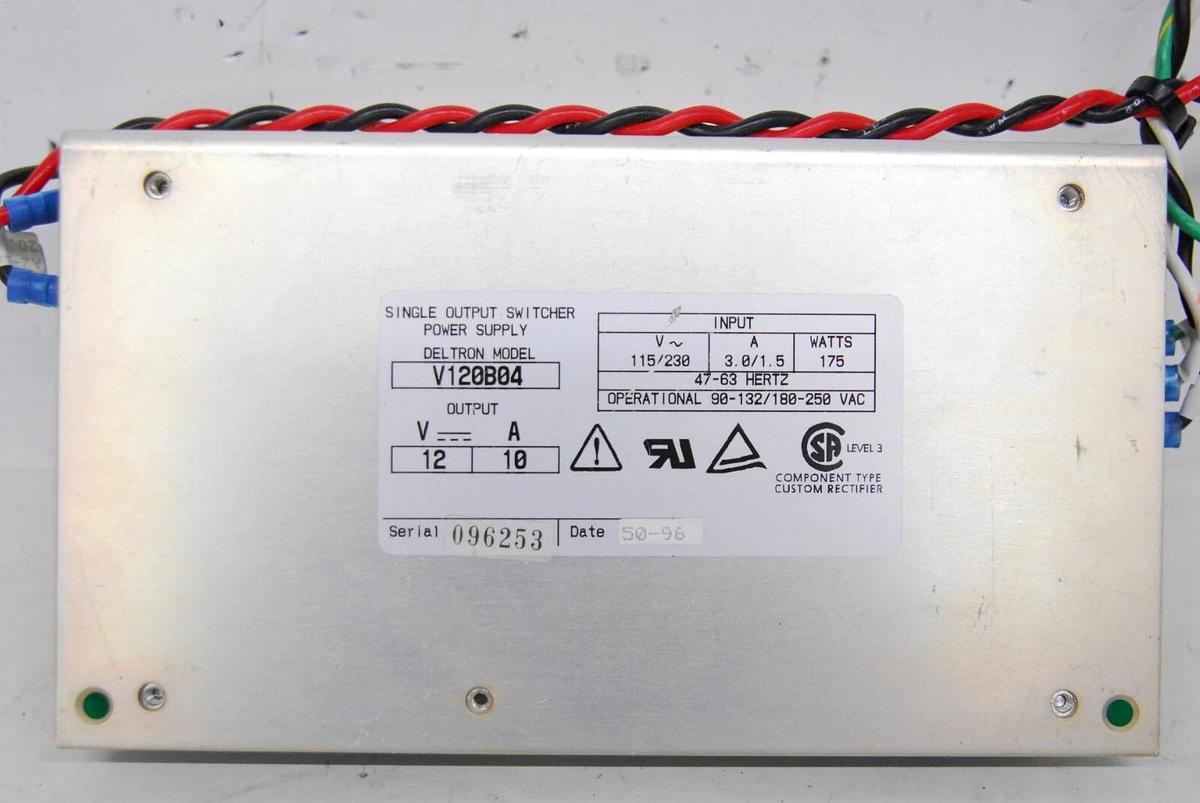 Used Deltron V120B04 Single Output Switcher Power Supply 115/230V 175W 12V 10A