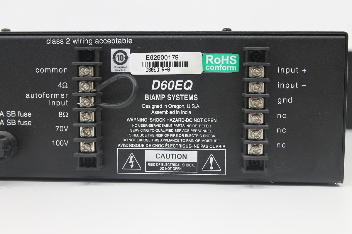 Used Biamp D60EQ 9 Band Equalizer