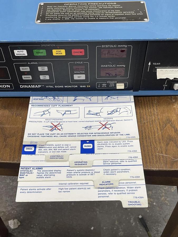 Used Critikon 1846SX/P Vital Signs Monitor & Printer