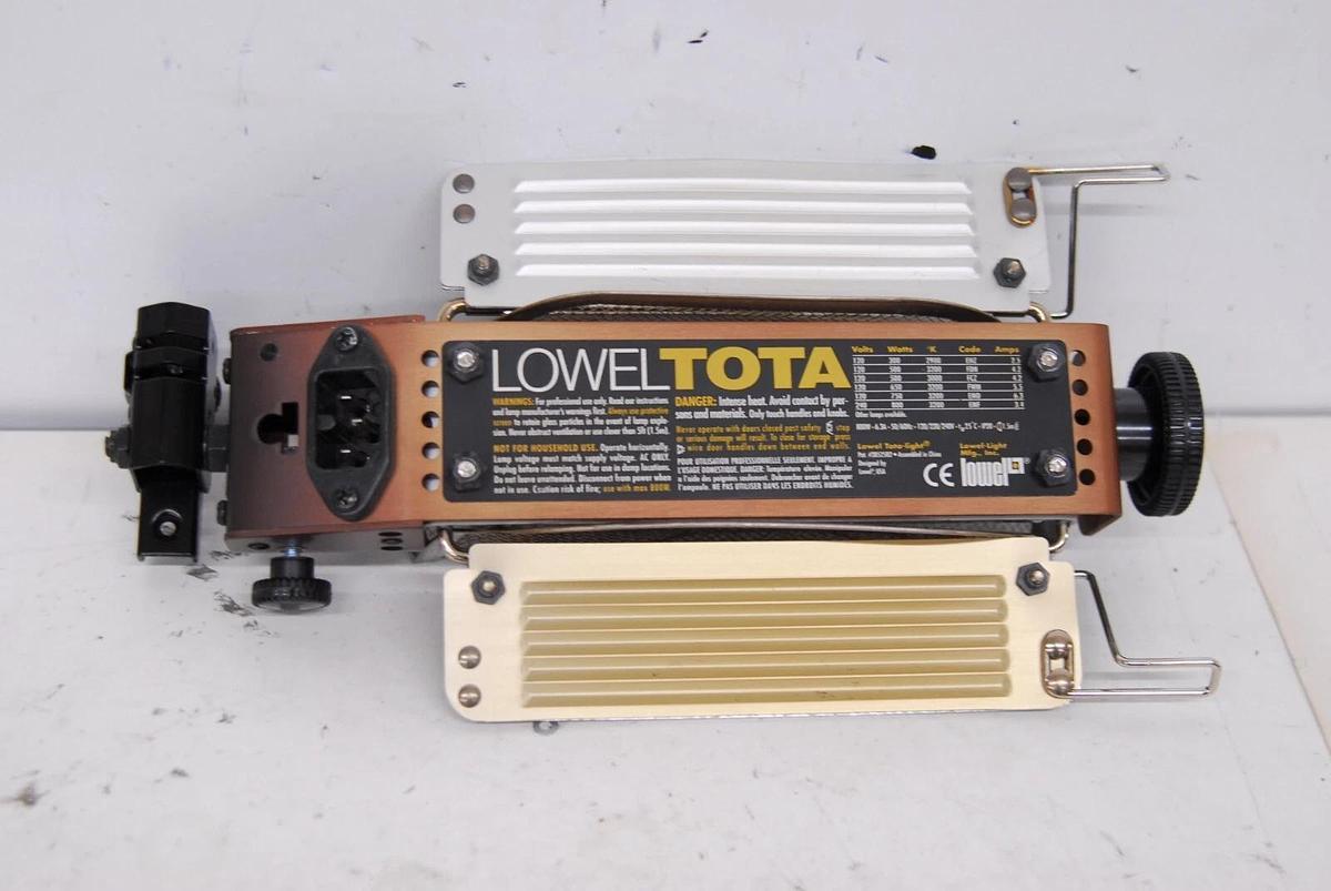 Used 2 Lowel OMNI and 1 Lowel TOTA Lights W/ Hard Case,  Stands, Power Cords and More