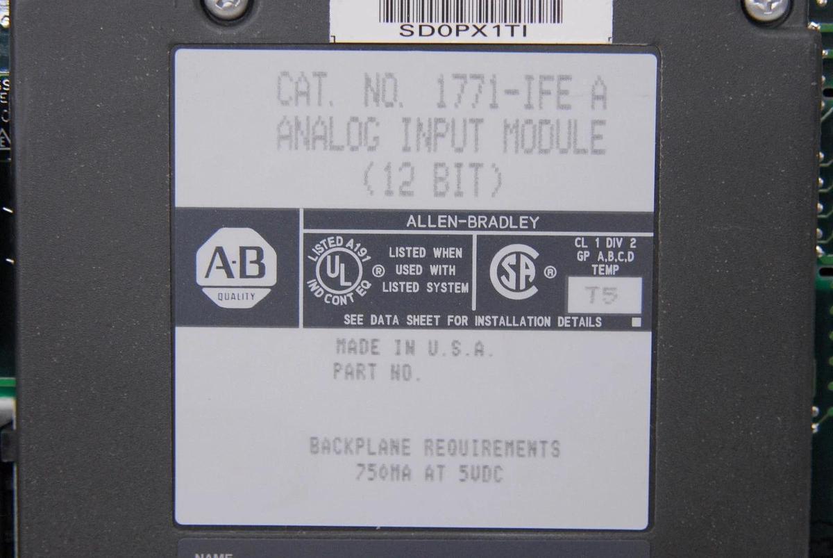 Used Allen-Bradley 1771-IFE A Analog Input Module (12 Bit)