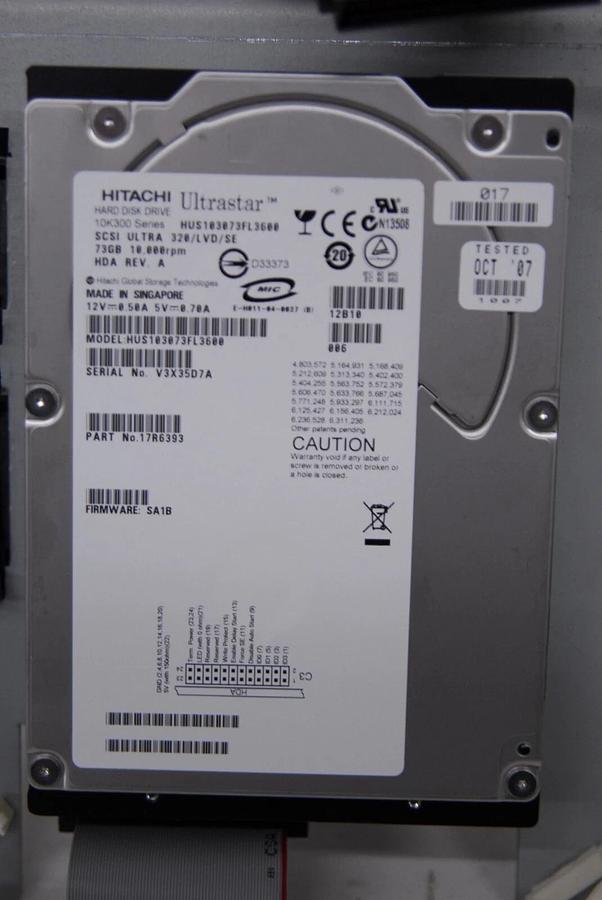Used Hitachi 17R6393 SCSI Ultra320 73 GB Hard Drive W/ Cable (AGFA Drystar 5302)