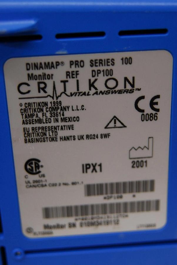 Used Critikon Dinamap Pro 100 (DP100) Vital Signs Monitor - READ DESCRIPTION