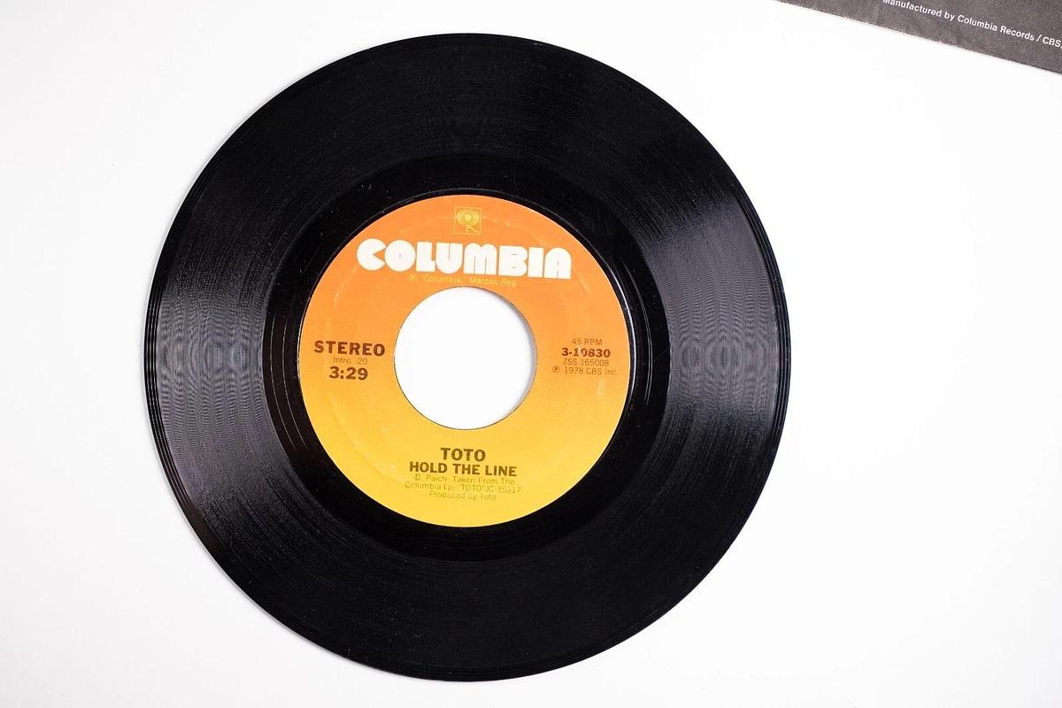 Used Toto Hold The Line, Takin' it Back, 45 Record with Jukebox Strip