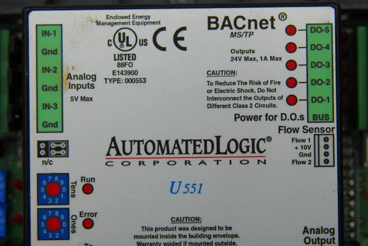 Used Automated Logic U551 BACnet Control Board Zone Controller