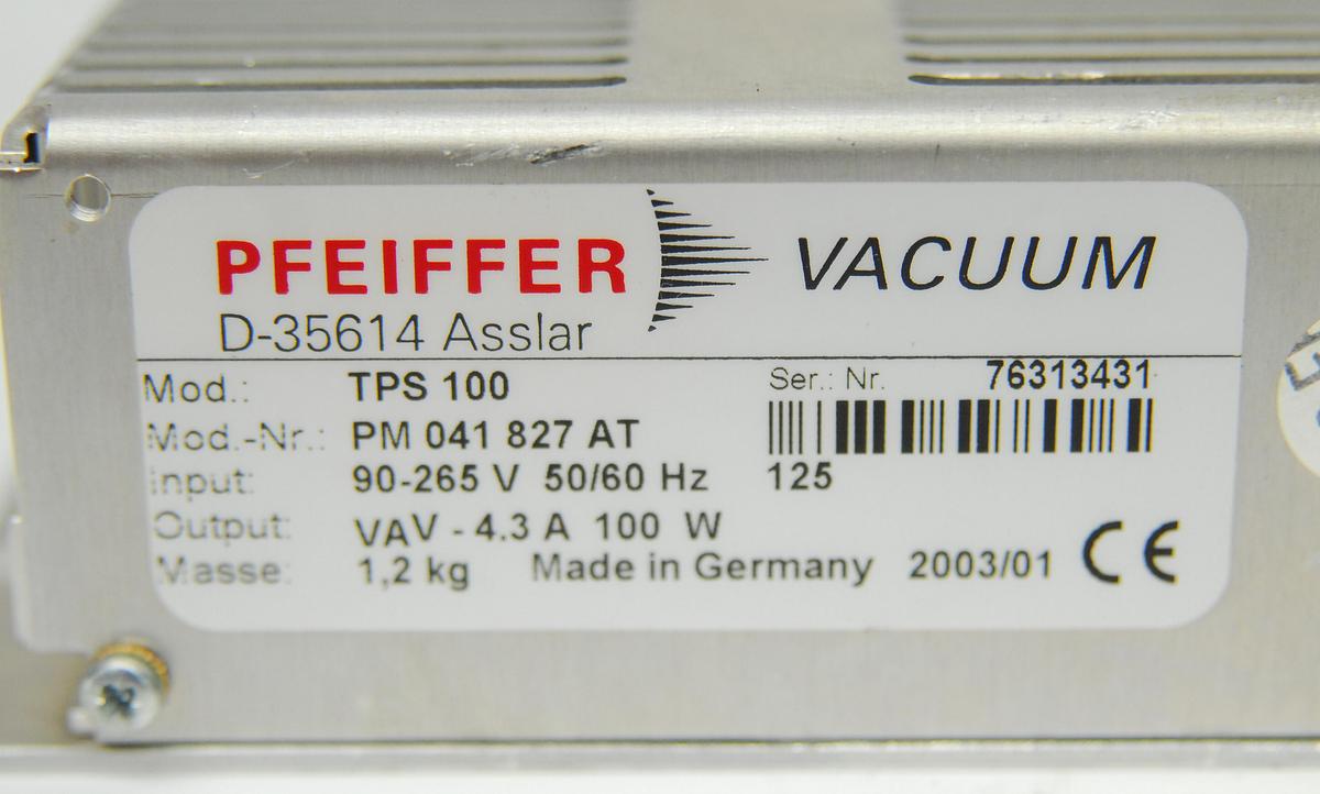 Used Pfeiffer TMH 071 P Turbomolecular Pump w/ TC600 Drive, TPS 100 Power Supply
