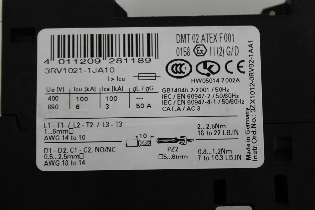 Used Siemens 3RV1021-1JA10 Circuit Breaker - LOT OF 2