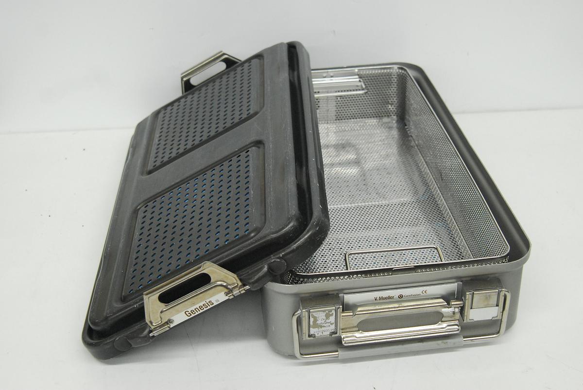 Used V Mueller Genesis Sterilization Box 12"x21"x4" / Filter Holders, Basket