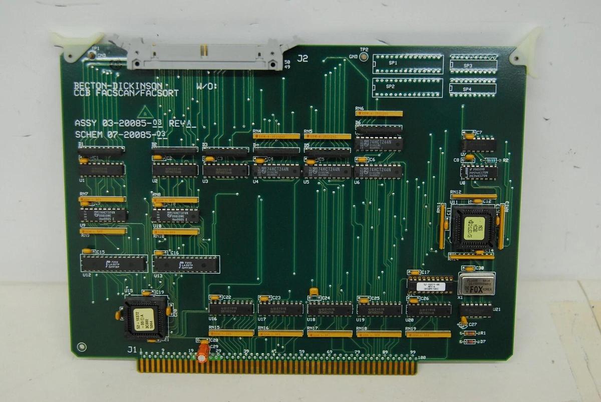 Used Becton Dickinson CCB FACSCAN/FACSORT 03-20085-03 REV: A Board (FACSCalibur)