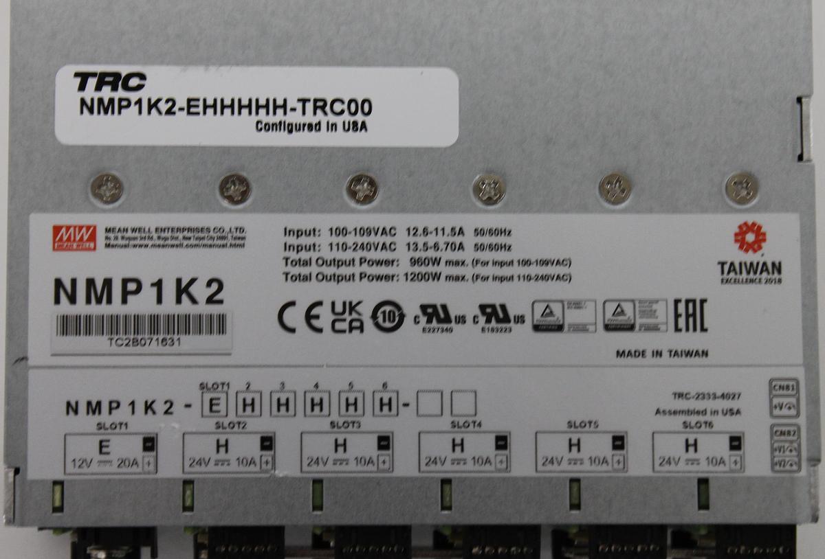 Used Mean Well NMP1K2 1200W Power Supply (12v,24v)