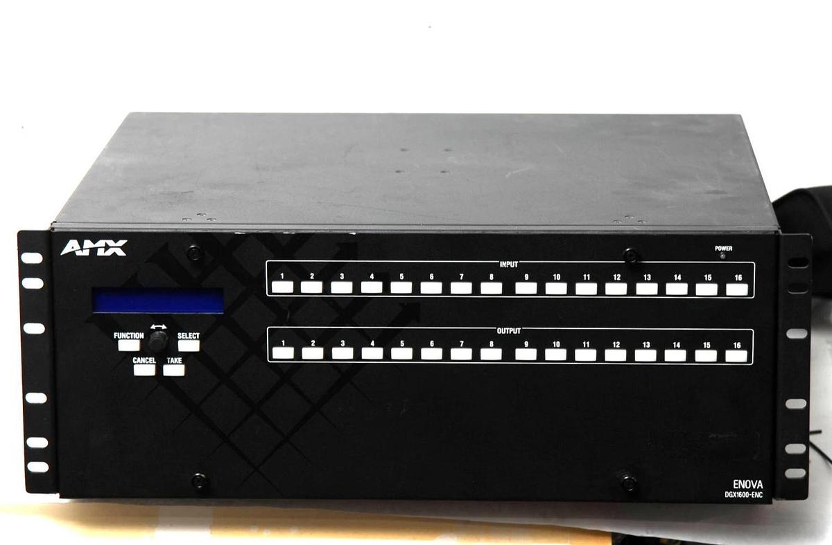 Used AMX Enova DGX1600-ENC Digital Media Switcher With 3 DGX-I-DXL,4 DGX-I-HDMI Cards