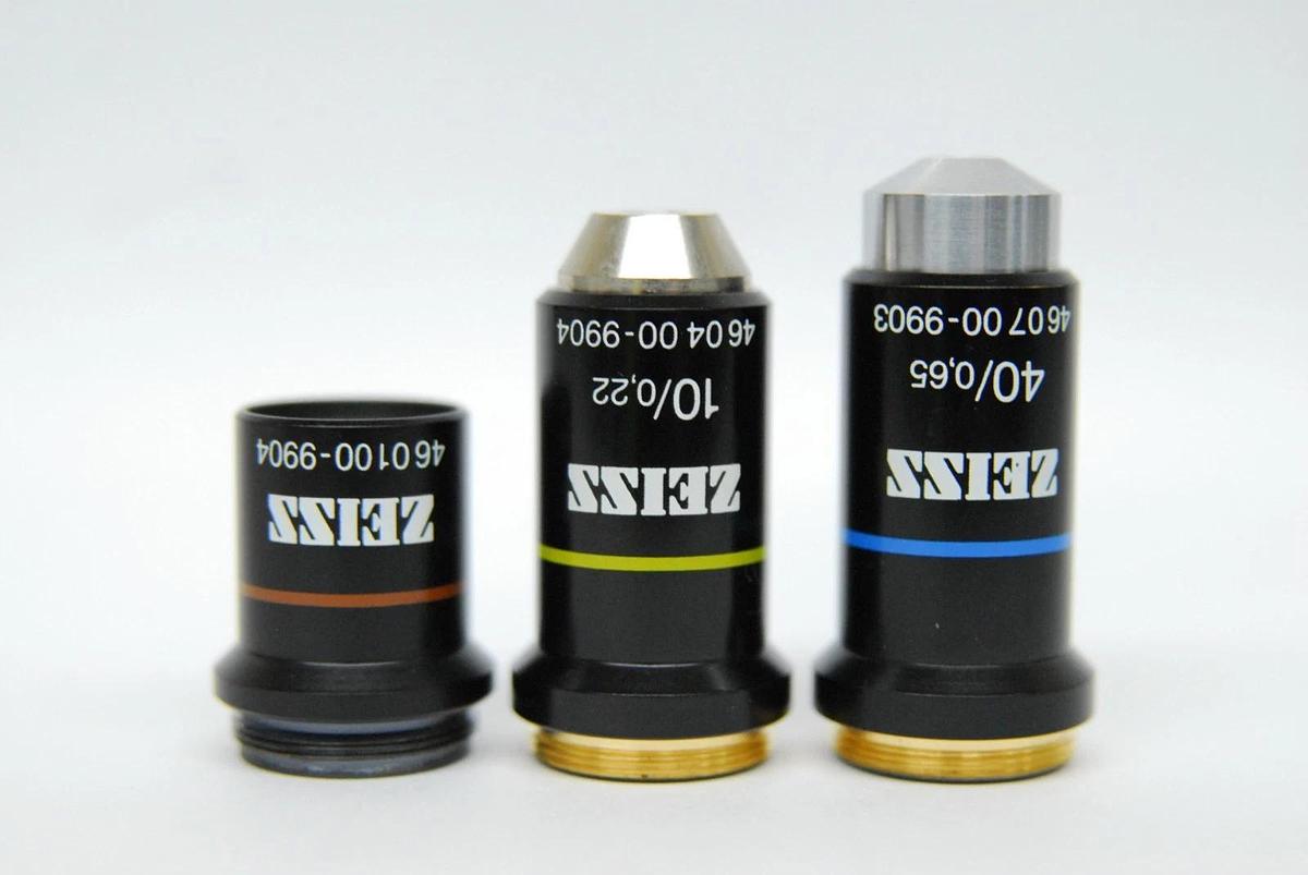 Used Zeiss 3.2x/10x/40x Objective Set (460100-9904, 460400-9904, 460700-9903)