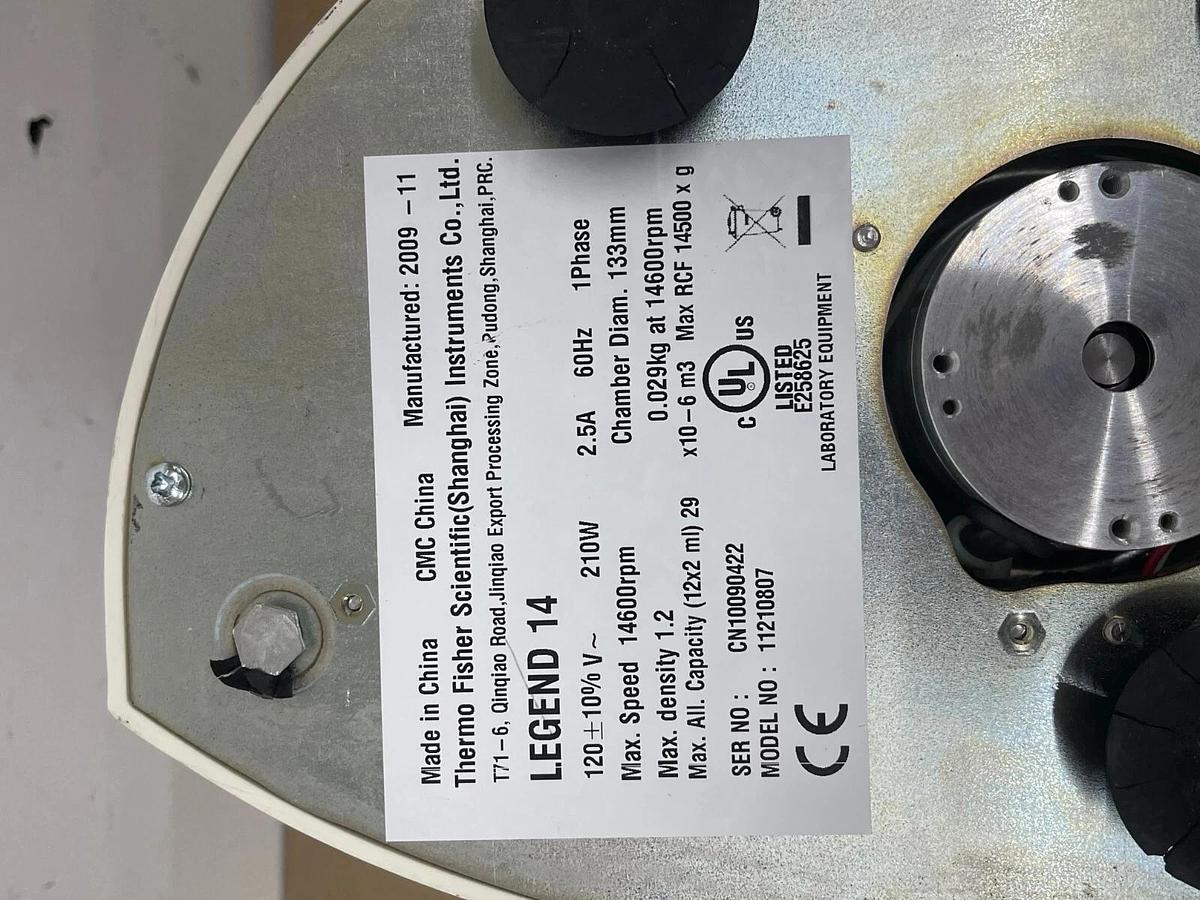 Used Thermo Sorvall Fisher Legend 14 Centrifuge - 11210807