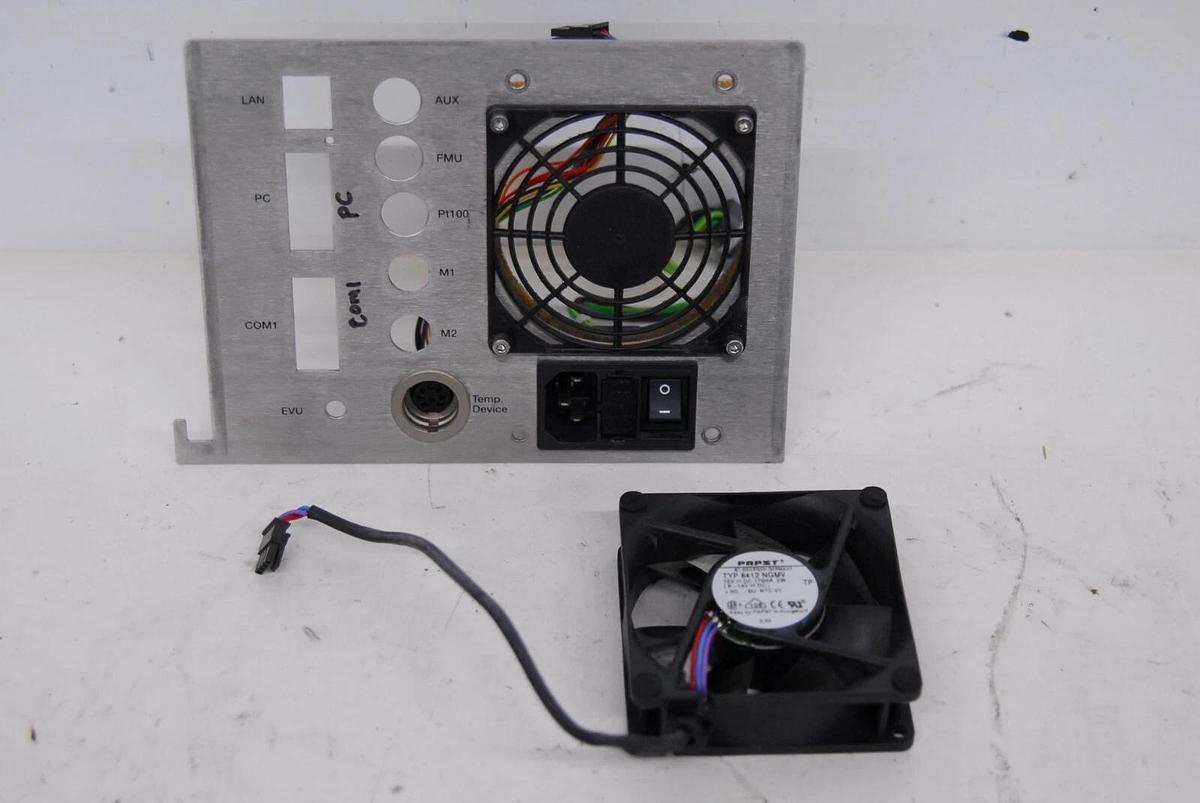Used Anton Paar MCR 501 I/O Shield W/ Power/Temp Device Plugs, Papst 8412 NGMV Fan