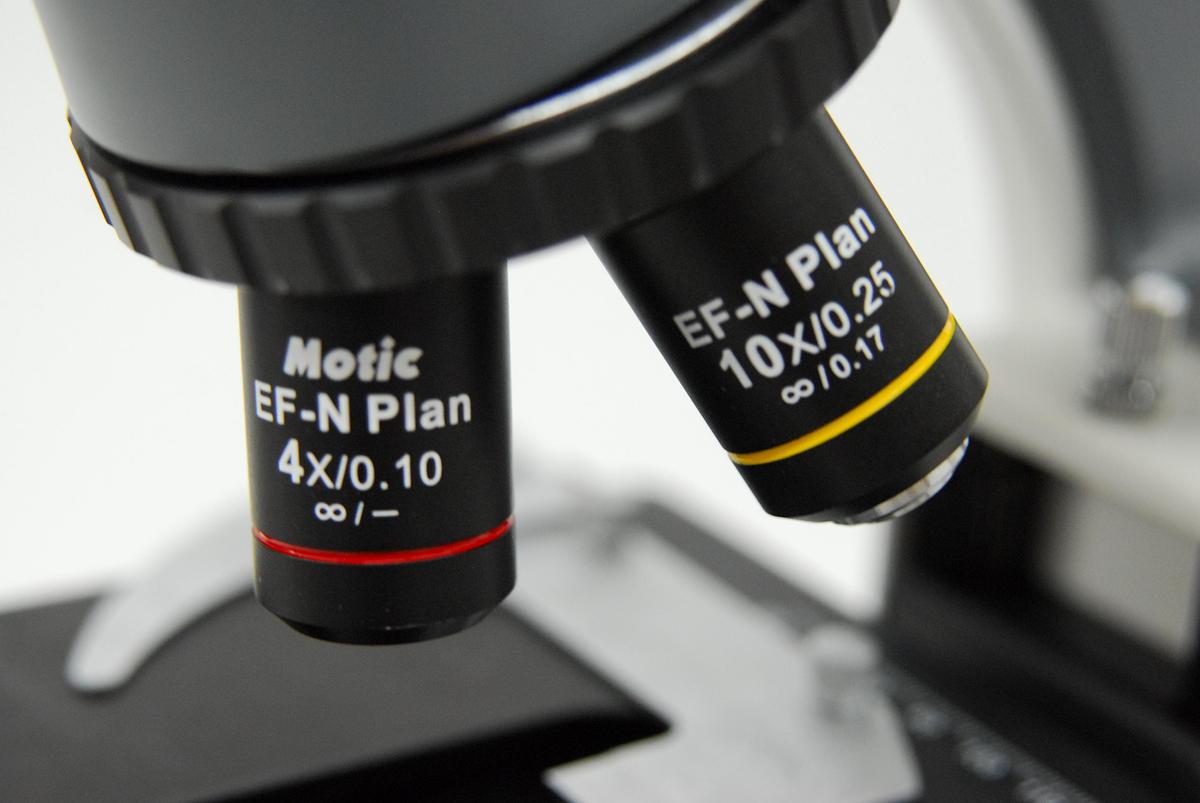 Used Motic BA210LED Binocular Microscope W/ EF-N Plan 4/10 Objectives