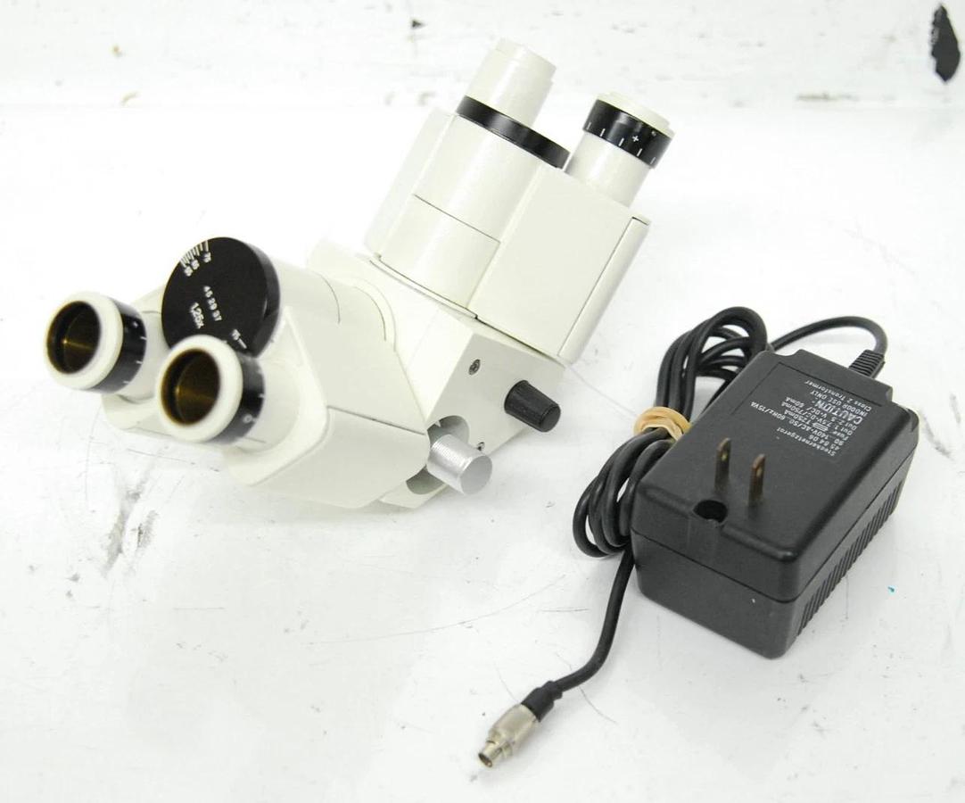 Used Zeiss 45 29 37 Dual Observation Tube LED Pointer Microscope Head W/ Power Supply