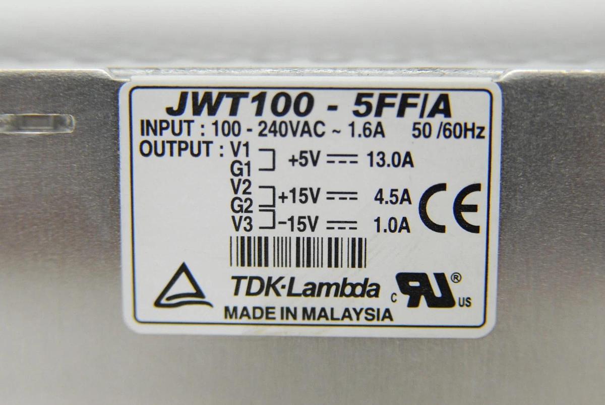 Used Lambda JWT100-5FF/A Triple Output Power Supply 100W +5V,13A/+15V,4.5A/+15V,1.0A