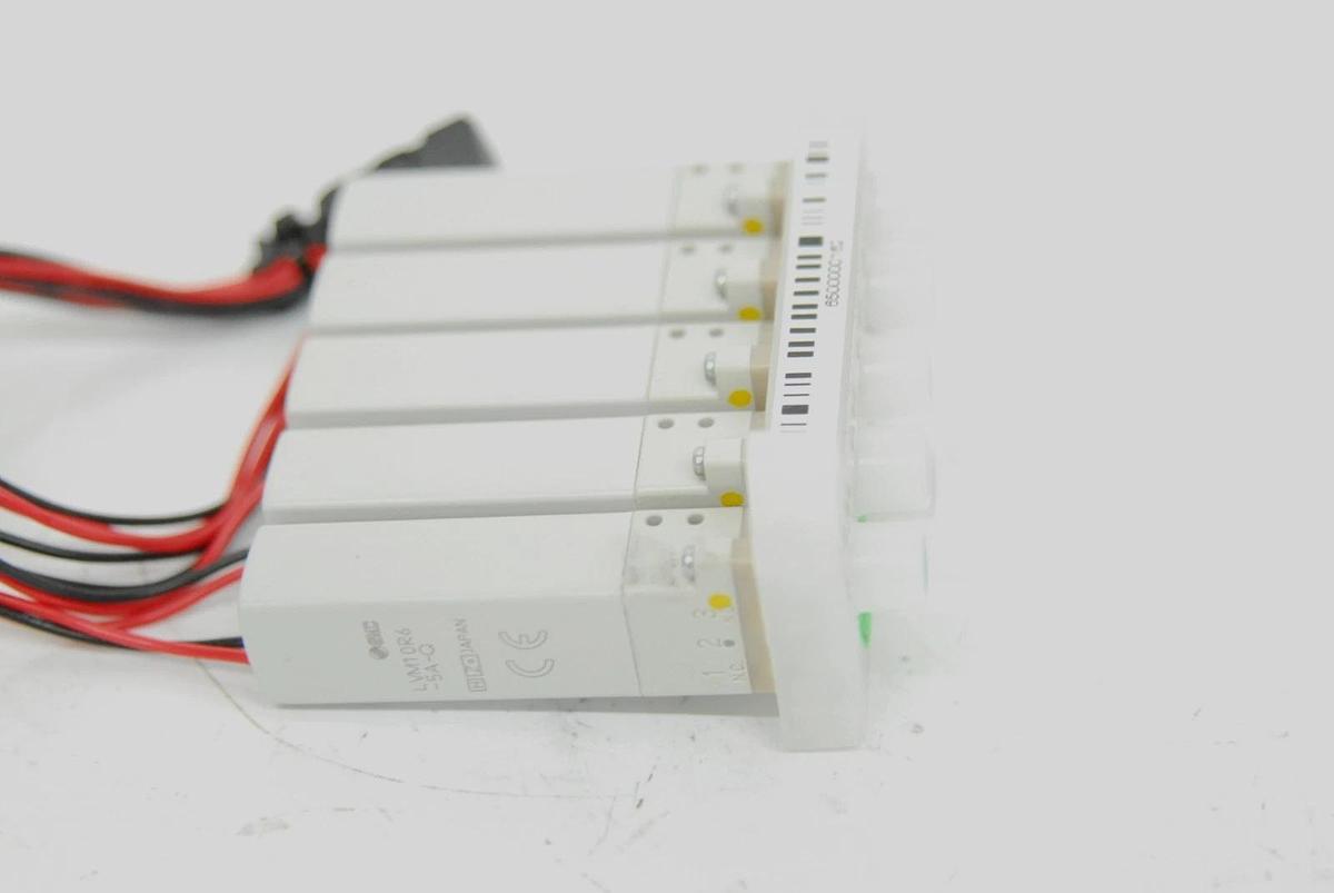 Used SMC LVM10R6-5A-Q 2-Port Solenoid Valve - Lot of 5 on ZU-DE Manifold