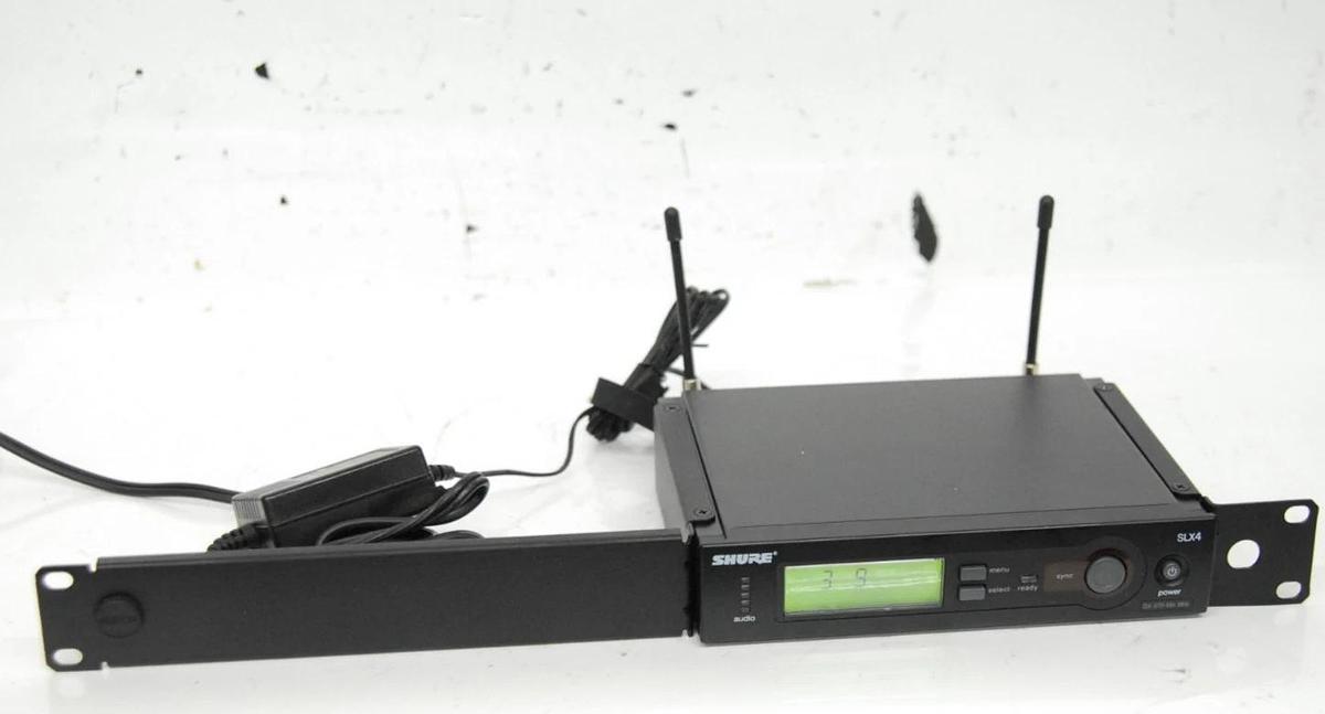 Used Shure SLX4-G4 470-494MHz Wireless Receiver W/ Power Adapter, Antennas, Rack Ears