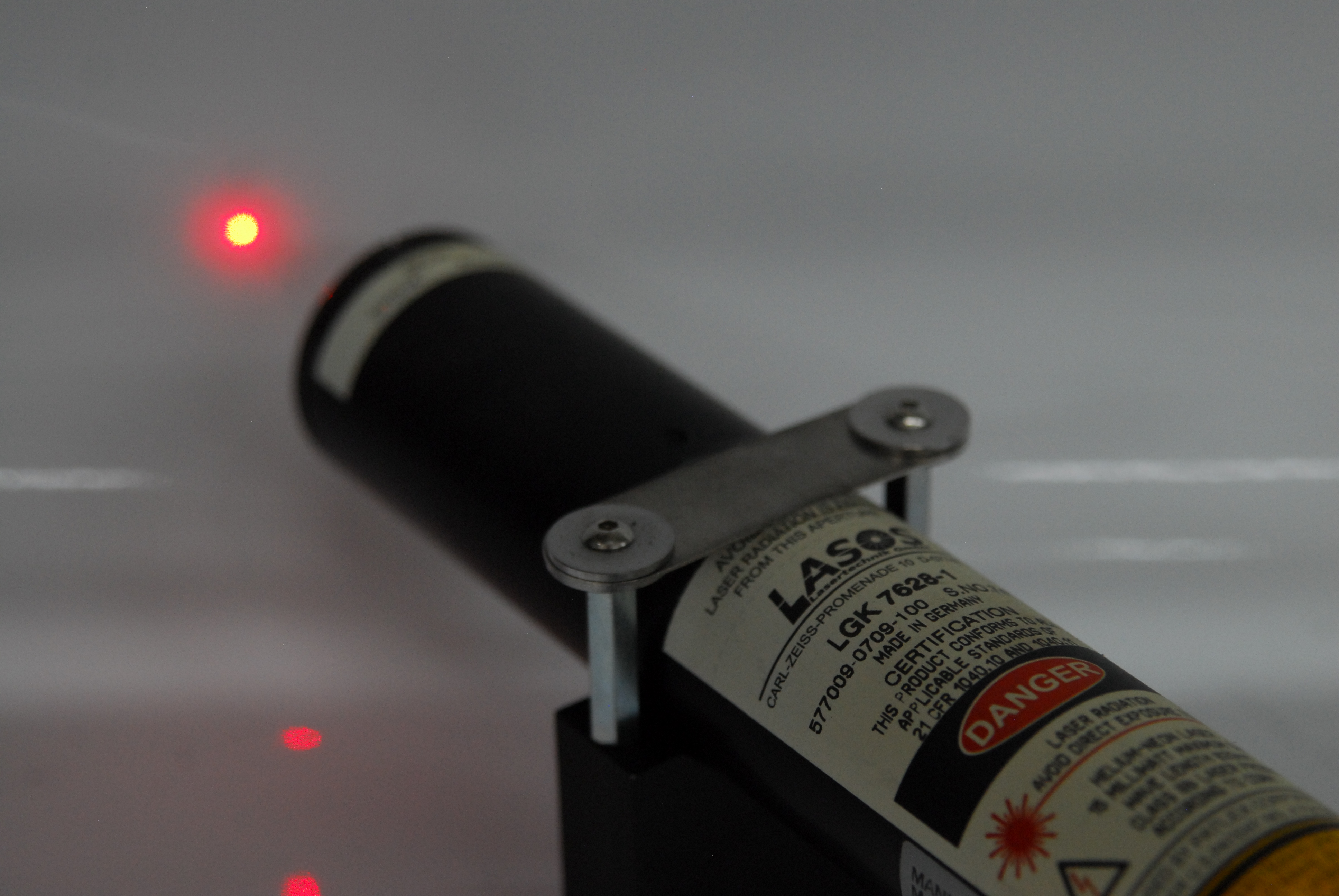 Used Lasos LGK 7628-1 He-Ne 633nm Laser Tube Head (Red) w/ LGN 7460 A Power Supply