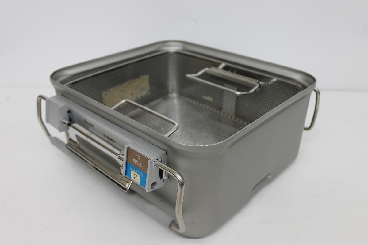 Used V. Mueller Genesis CD1-5B Sterilization Container 12x11x6 W/ Filter Holders, Basket
