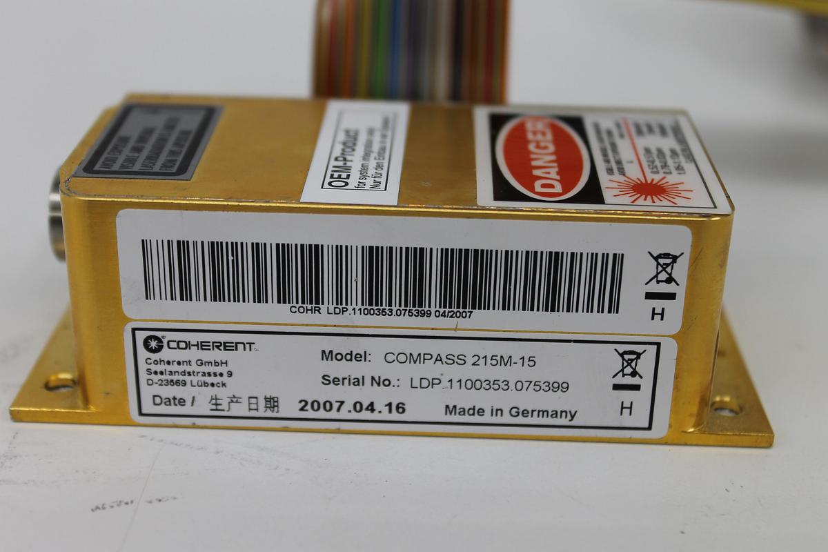 Used Coherent Compass 215M-15 Laser Head, Power Unit, and Cable