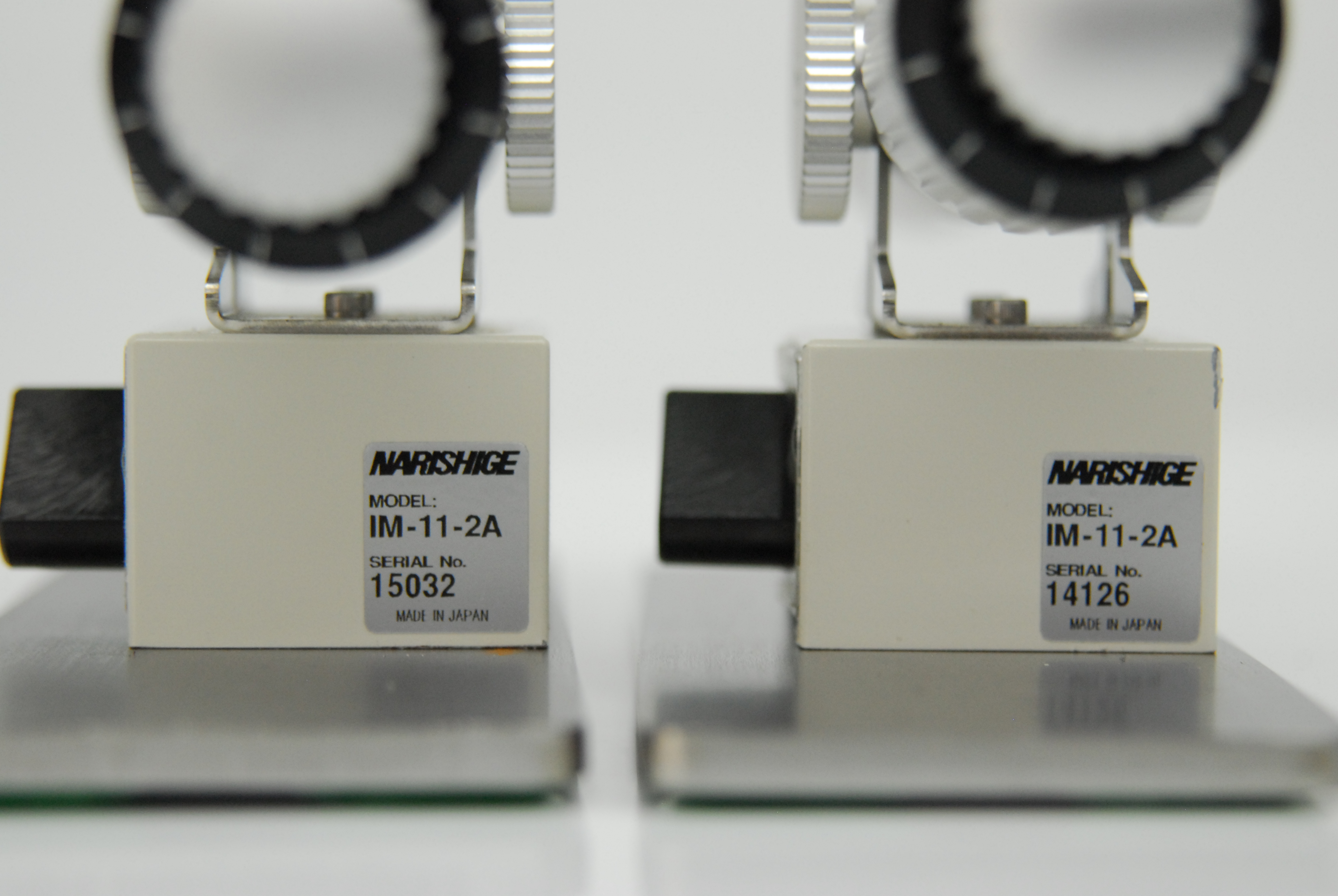 Used Narishige IM-11-2A Pneumatic Microinjectors w/ HI-9 Holders Magnetic Bases - Lot of 2
