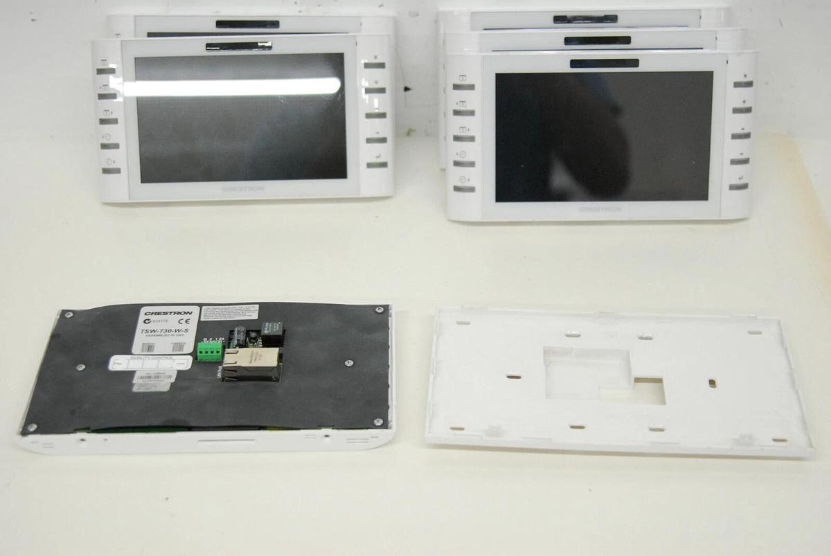 Used Crestron TSW-730-W-S 7” Room Scheduling Touch Screens - Lot of 6