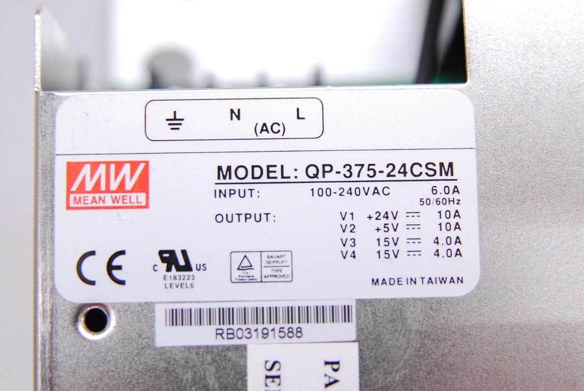 Used Mean Well QP-375-24CSM PEH-4329431 Quad Output Power Supply (ABI 7000 PCR)