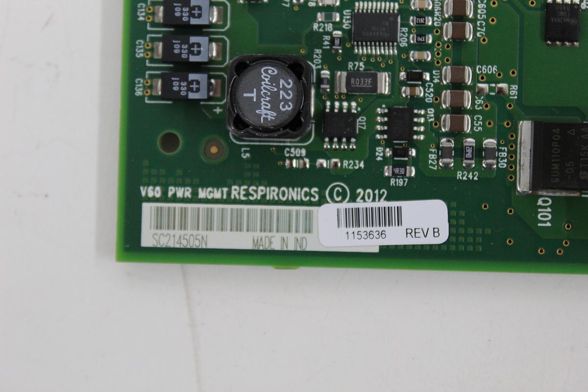 Used Philips Respironics V60 PWR MGMT Board 1153636 REV B 1068750 REV F