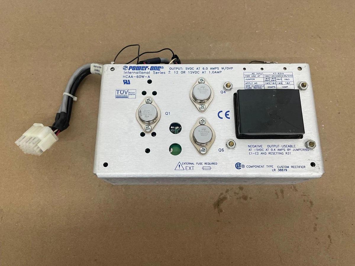 Used Power One HCAA-60W-A AC/DC Power Supply W/ Perkin Elmer H077-0174 Cable